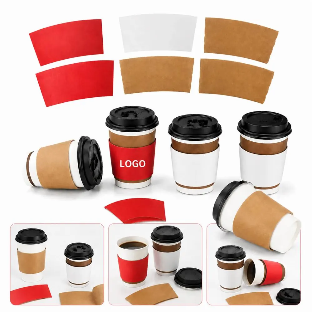 Recycled Kraft Cup Sleeve for 8-16oz Hot Drinks, Insulated