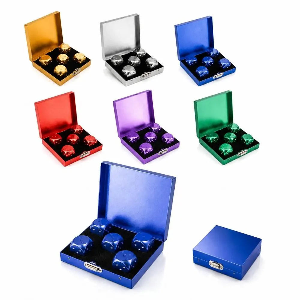 Lightweight Aluminum Metal Dice Set with Storage Case 2
