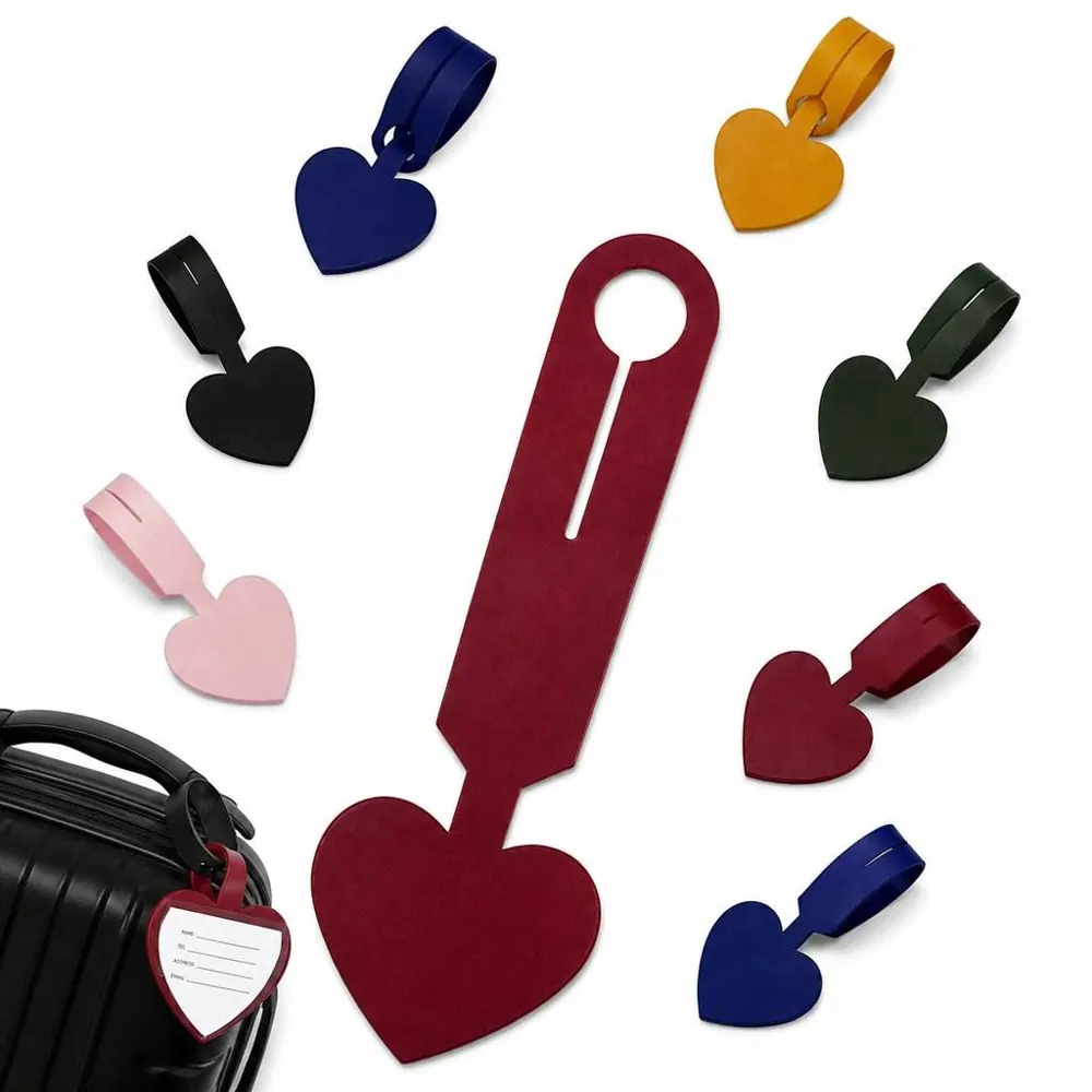 Heart PU Leather Luggage Tag with ID Window 2