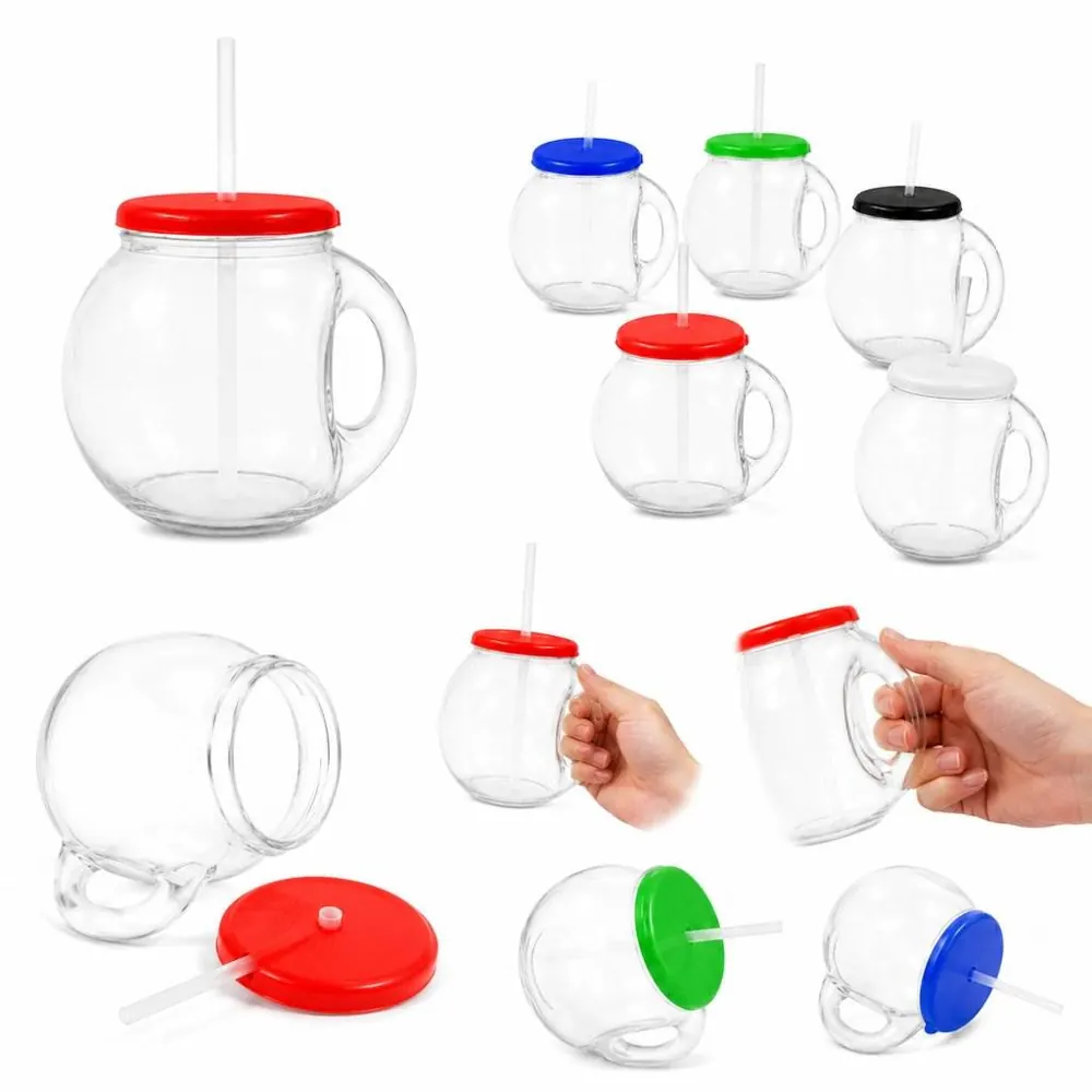 40oz Fish Bowl Cup with Lid & Straw for Iced Drinks 2