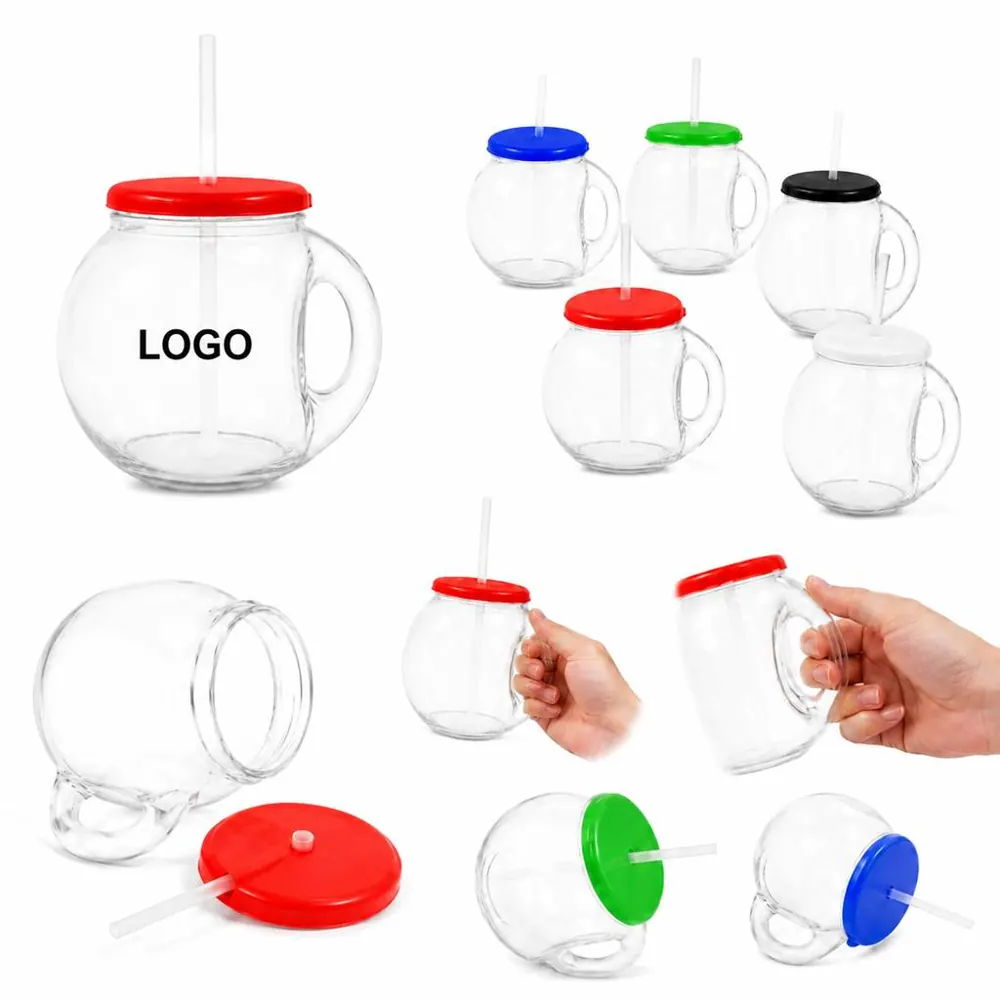 40oz Fish Bowl Cup with Lid & Straw for Iced Drinks