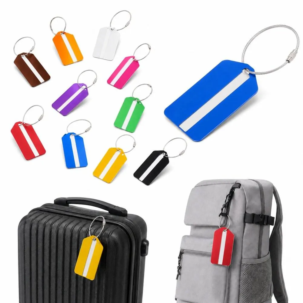 Engravable Aluminum Luggage Tag with ID Window for Travel 2