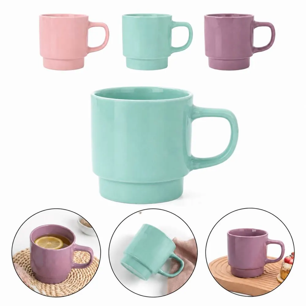 13oz Stackable Ceramic Mug with Pastel Colors for Coffee Tea 2