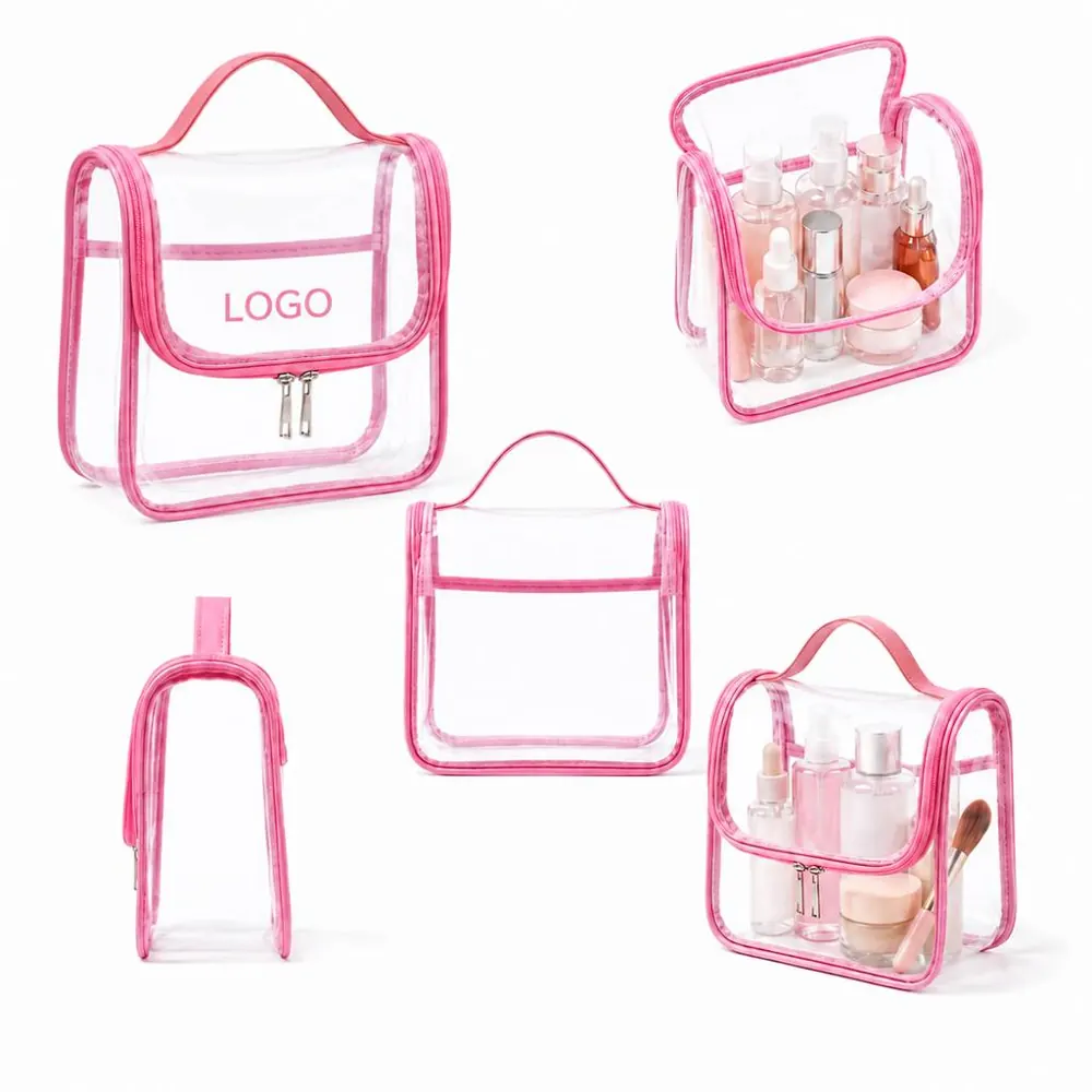 Clear PVC Cosmetic Bag with Durable Zipper, Water-Resistant