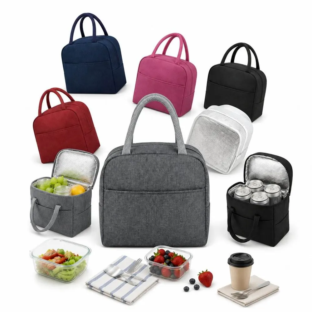 Insulated Oxford Cloth Lunch Tote with Zippered Cooler 2