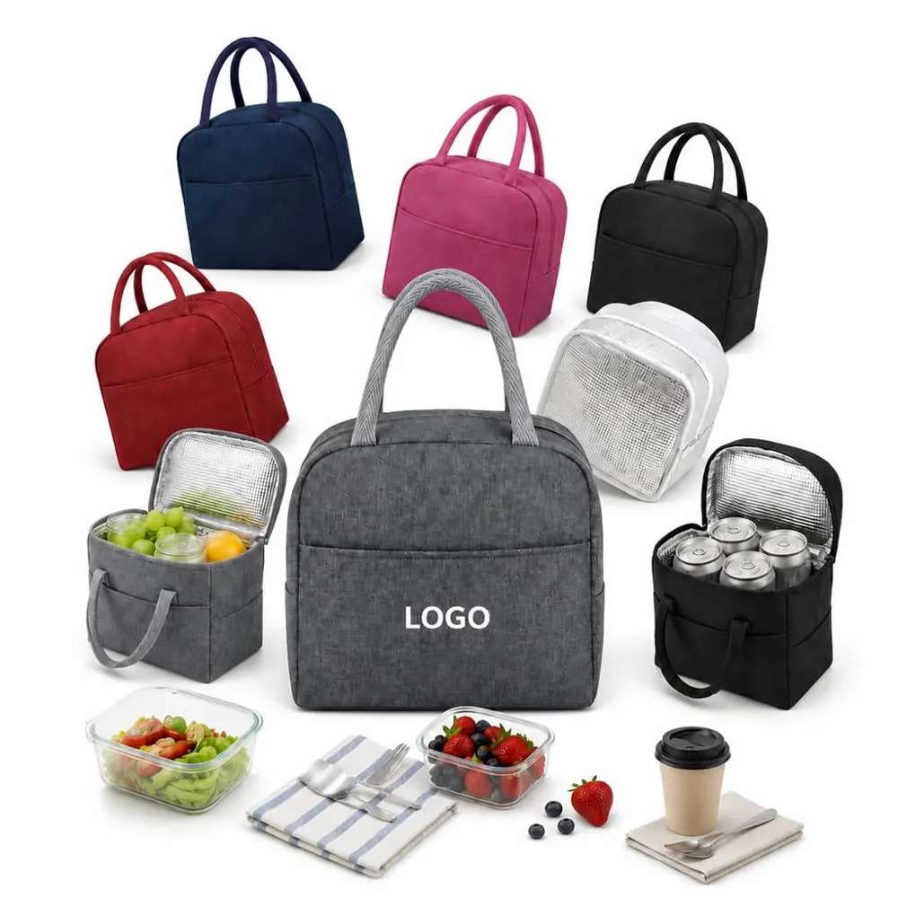 Insulated Oxford Cloth Lunch Tote with Zippered Cooler