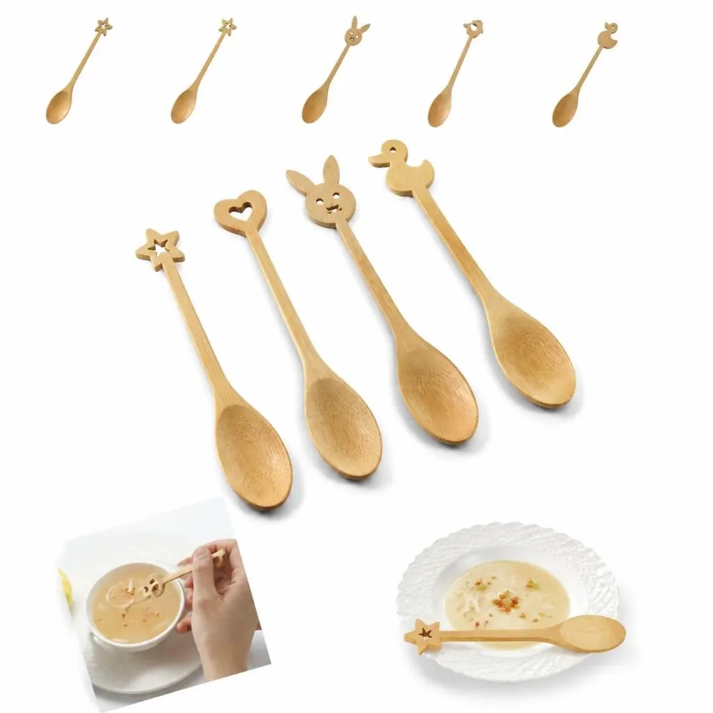 Bamboo Cartoon Dessert Spoon for Ice Cream and Sweet Treats 2