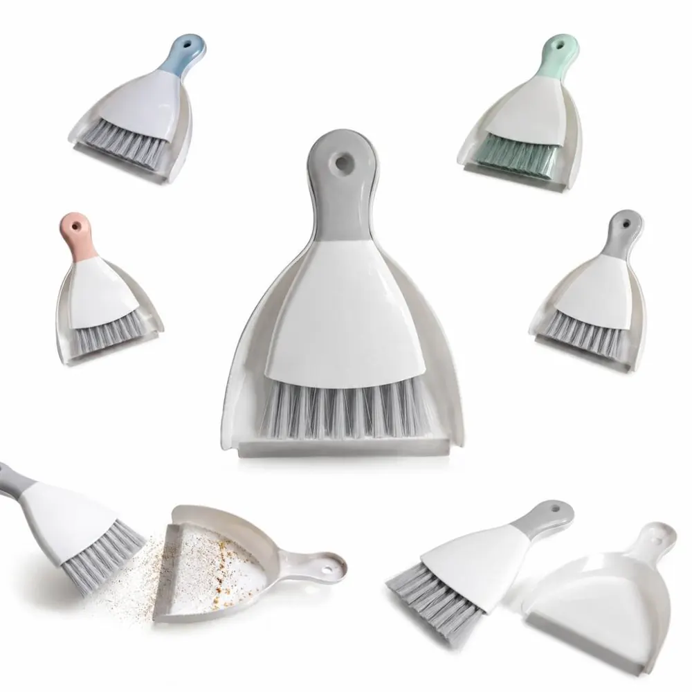 Compact Dustpan & Broom Set with Rubber Lip for Hard Floors 2