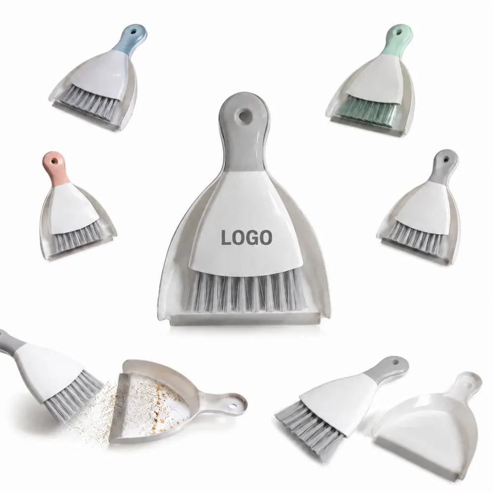 Compact Dustpan & Broom Set with Rubber Lip for Hard Floors
