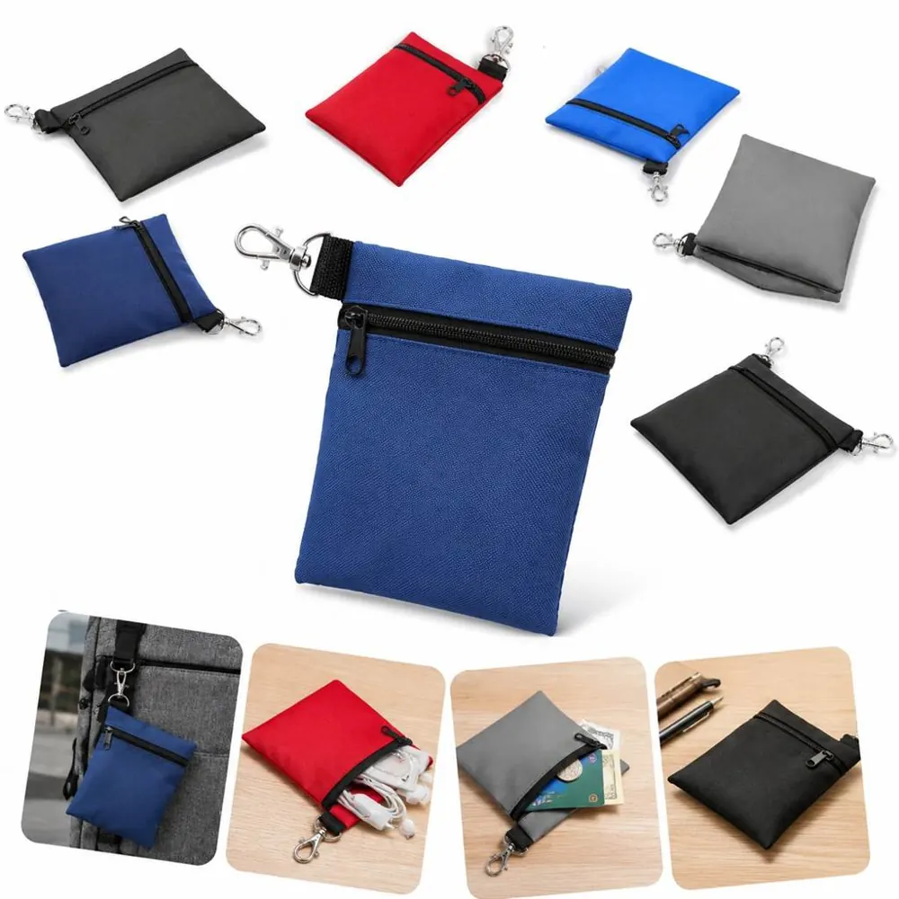 Nylon Zip Golf Pouch with Clip for Tees and Accessories 2