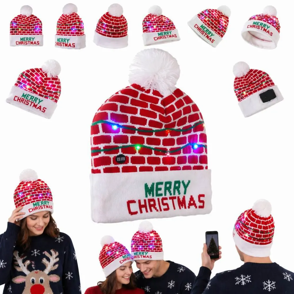 LED Christmas Hat with Glowing Lights for Holiday Parties 2