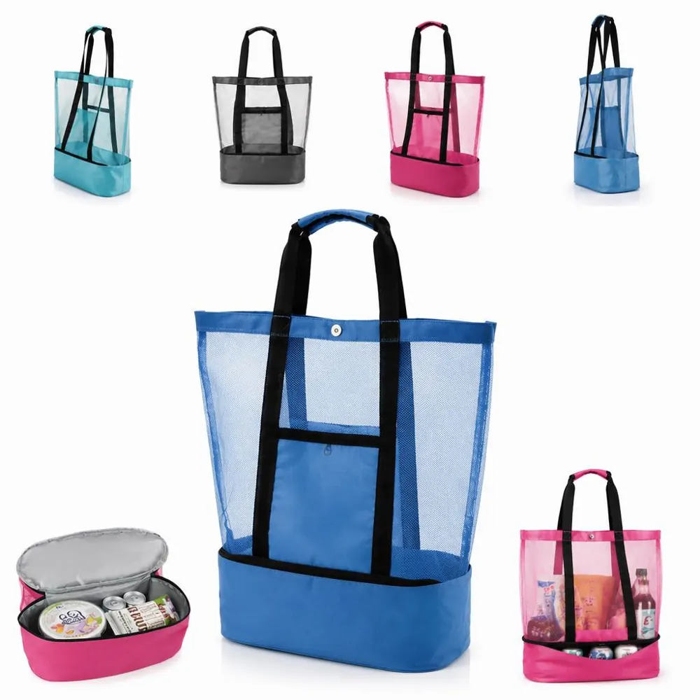 Thermal Insulated Beach Mesh Bag with Drawstring 2