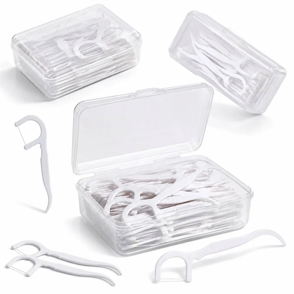 Flat Floss Sticks 50-Pack, Disposable Dental Picks 2
