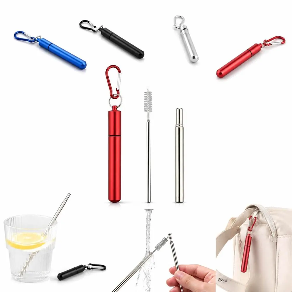 Foldable 304 Stainless Steel Straw with Portable Metal Case 2