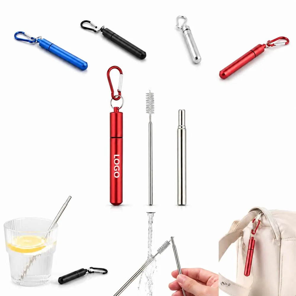 Foldable 304 Stainless Steel Straw with Portable Metal Case