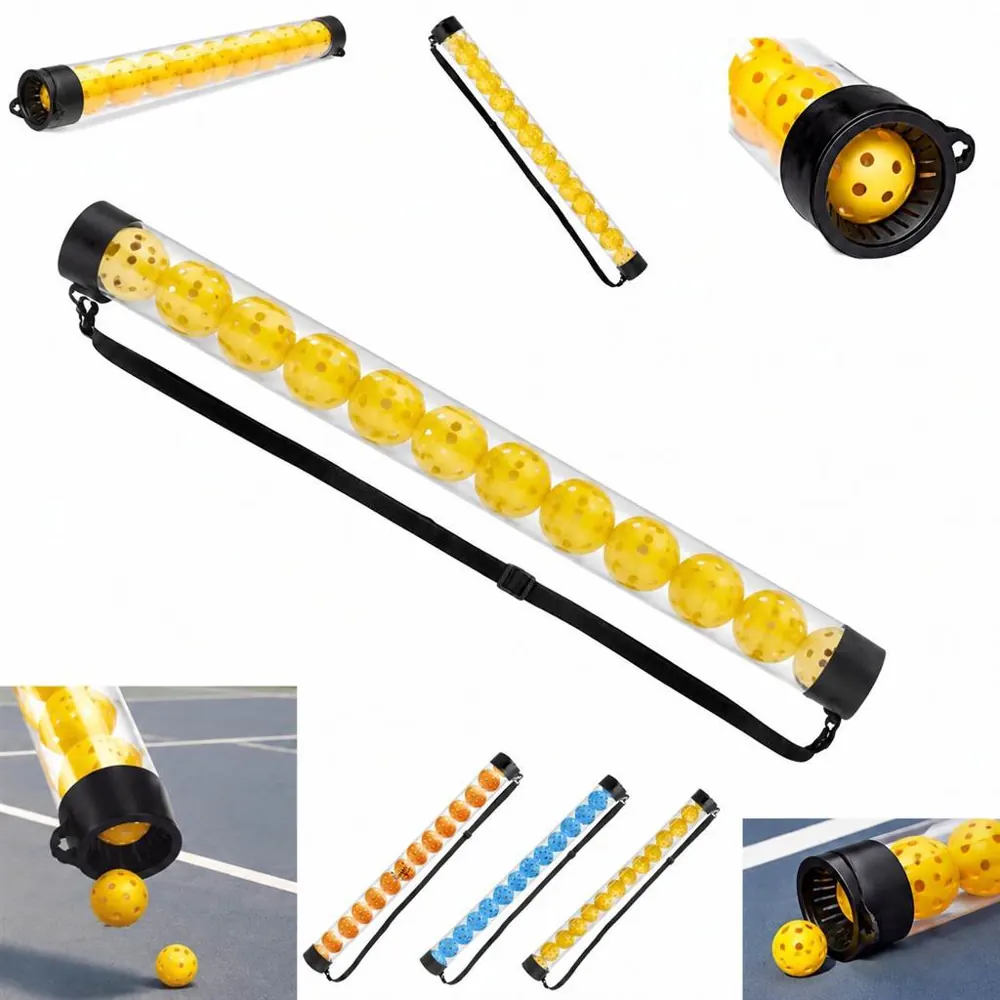 Pickleball Ball Retriever Tube with Shoulder Strap, Holds 2
