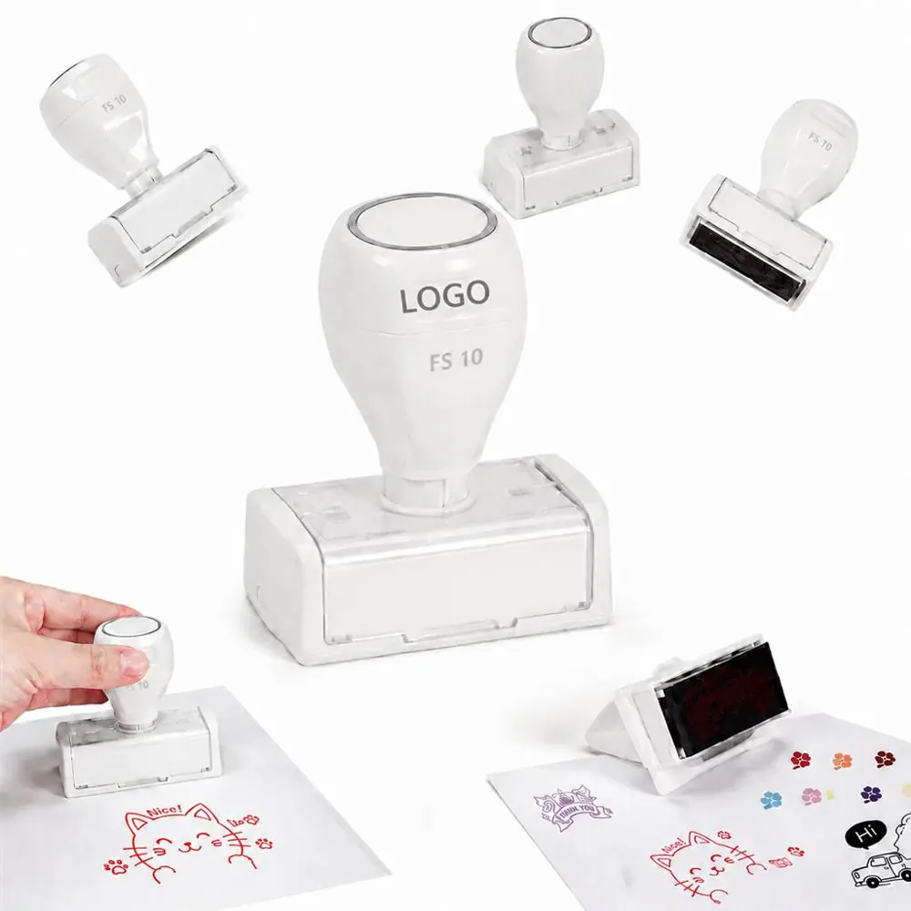 Cartoon Pattern Stamp Set with Multi-Color Ink for Crafting