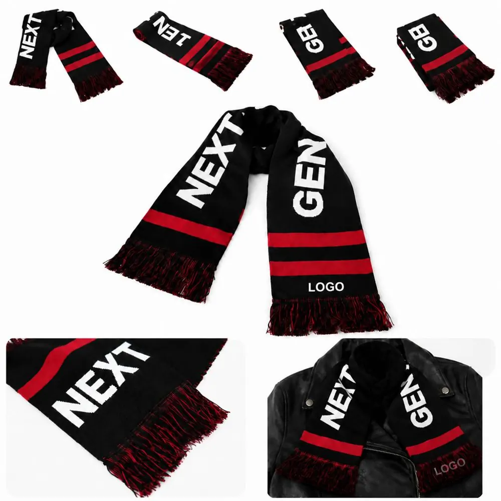 Acrylic Knitted Scarf with NEXT GEN Lettering, Black