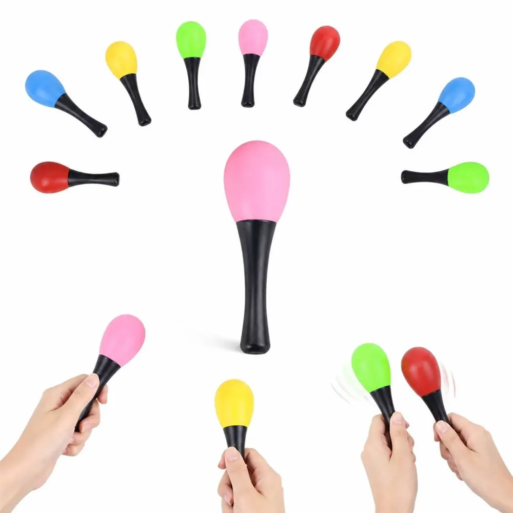 Plastic Maracas Shaker Set, Colorful Oval Head 2