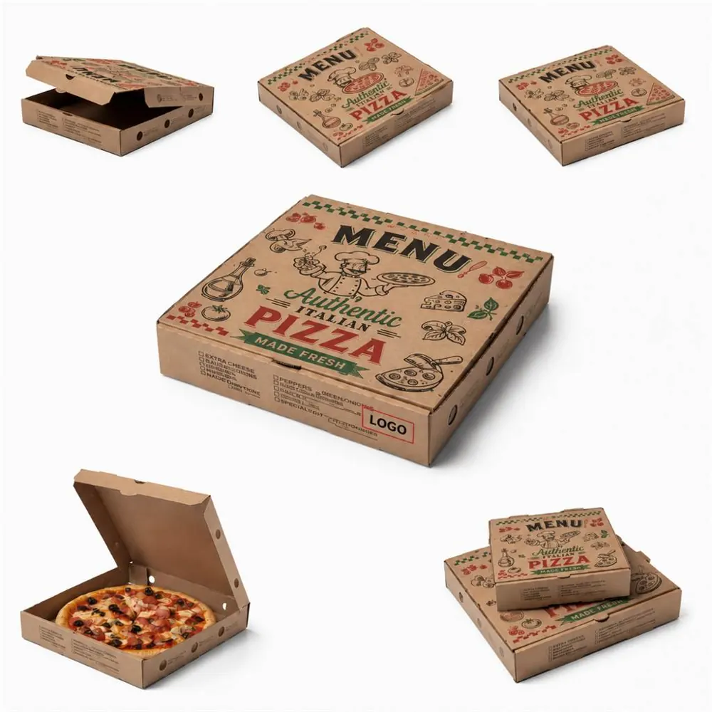 Custom 12 Inch Pizza Box, Grease-Resistant Corrugated