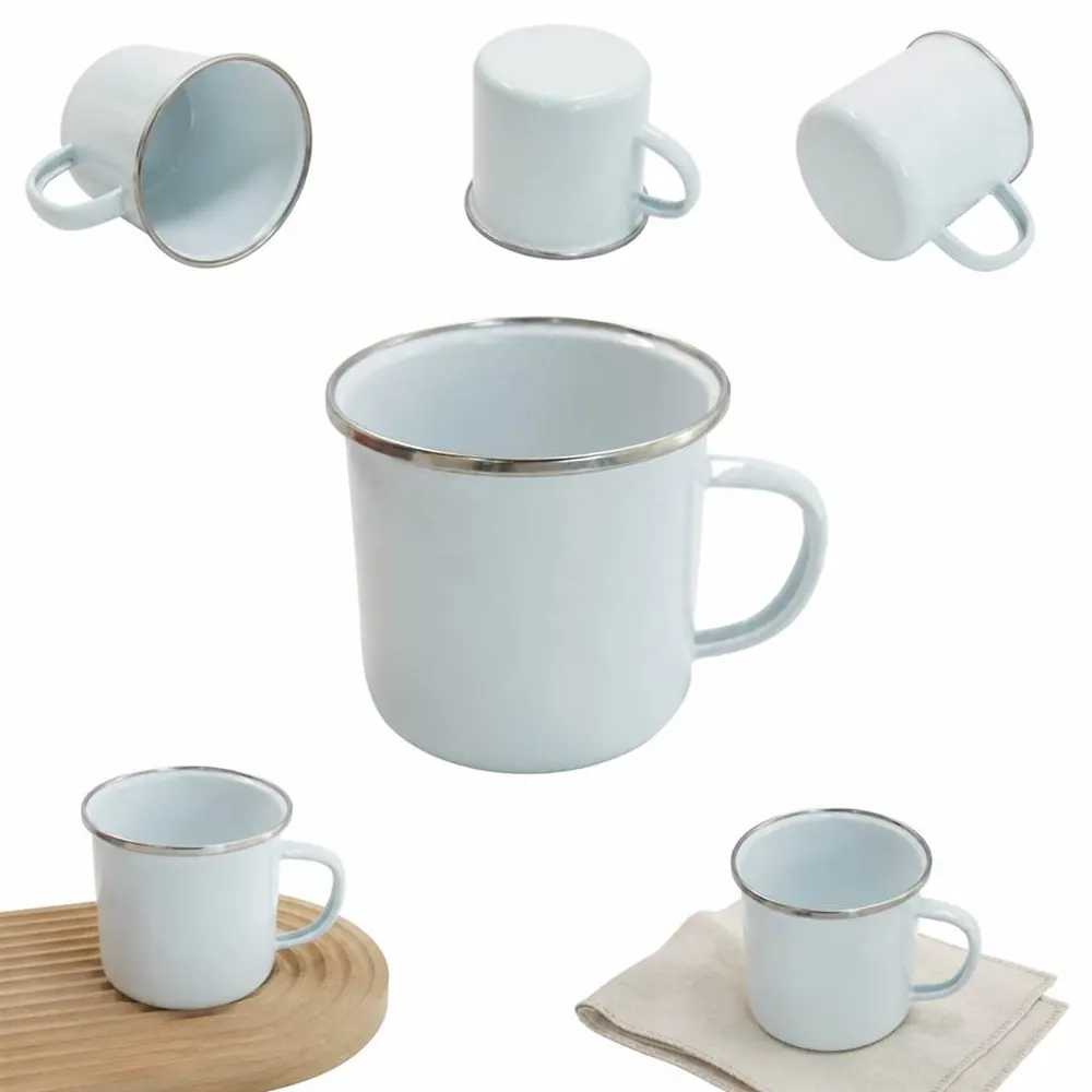 12oz Enamel Camping Mug, Durable Steel Outdoor Coffee Cup 2