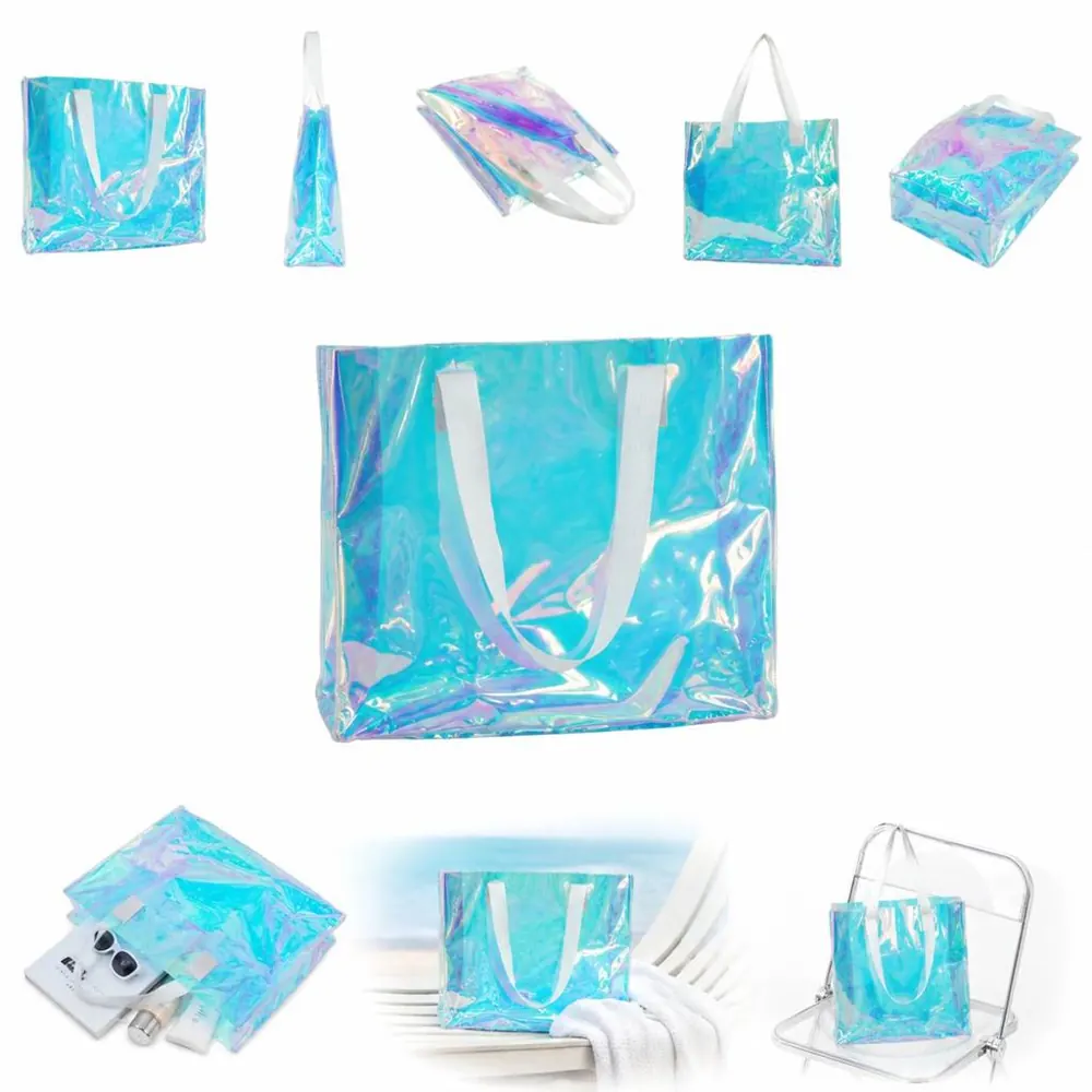 PVC Holographic Tote Bag Rainbow Half-Transparent Shopping 2