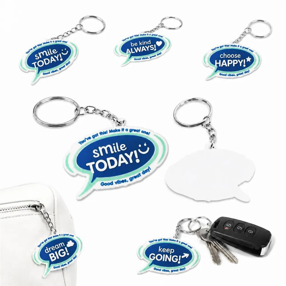 Speech Bubble Silicone Keychain Motivational PVC Decor 2