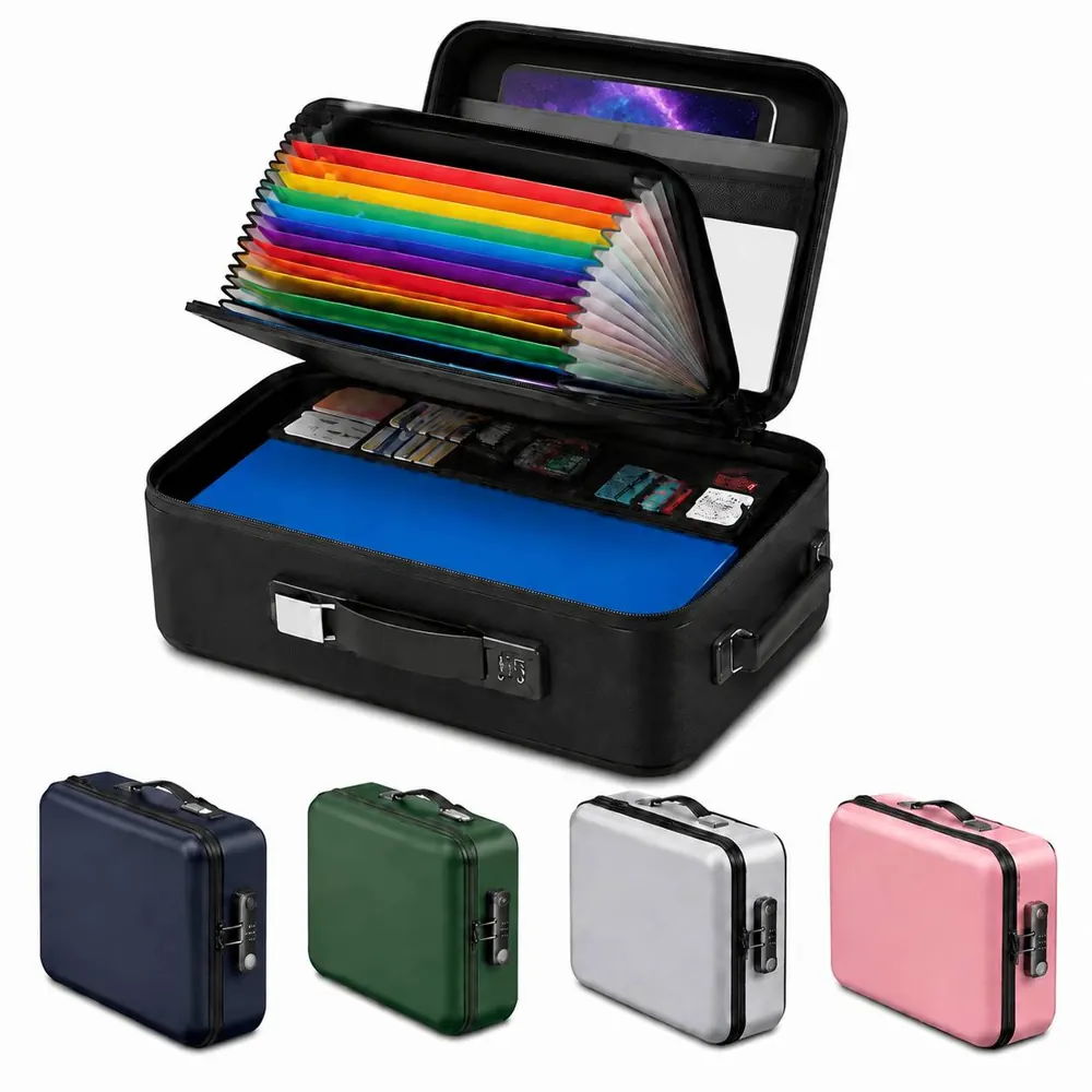 Fireproof Hard Shell Document Box with Lock, Heat-Resistant 2