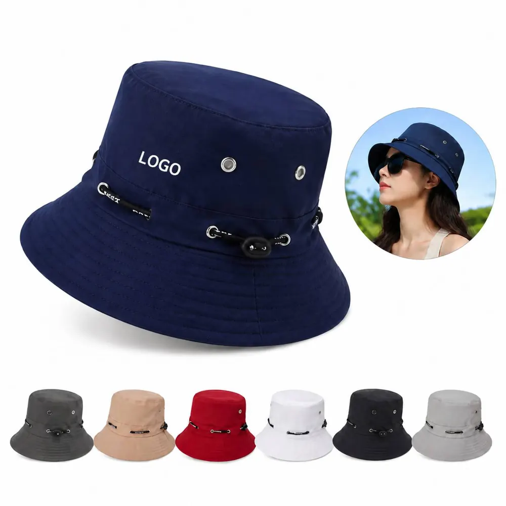 Breathable Sun Bucket Hat with Adjustable Chin Cord