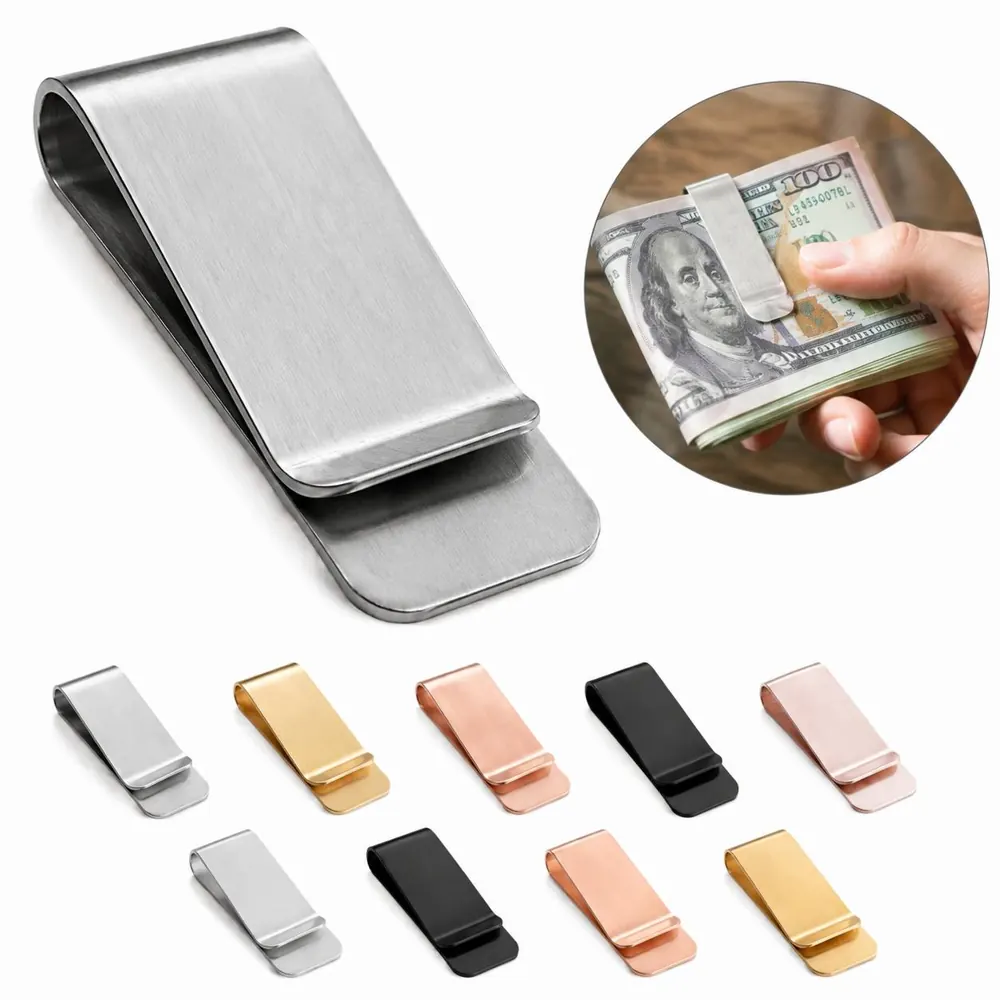 Vintage Stainless Steel Money Clip with Spring-Loaded Grip 2