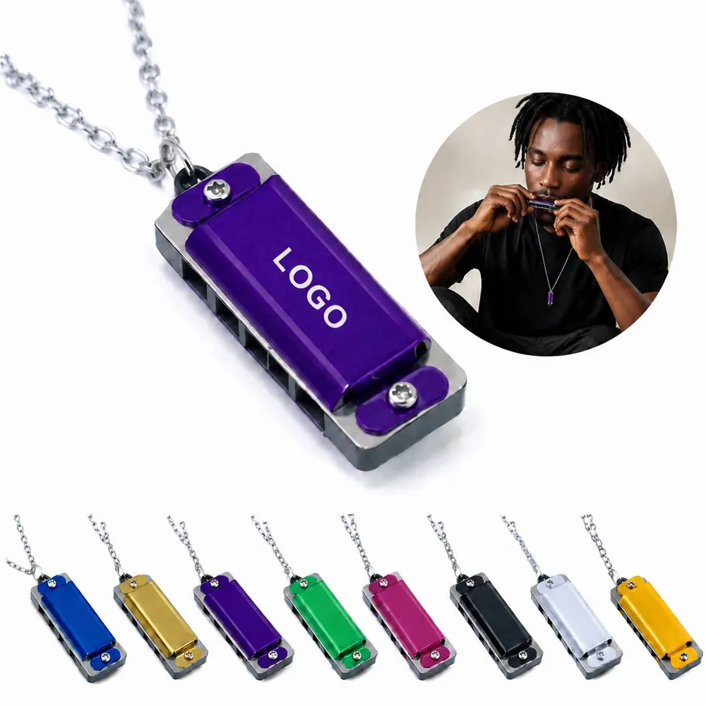 4-Hole 8-Note Mini Harmonica Necklace Portable Musical