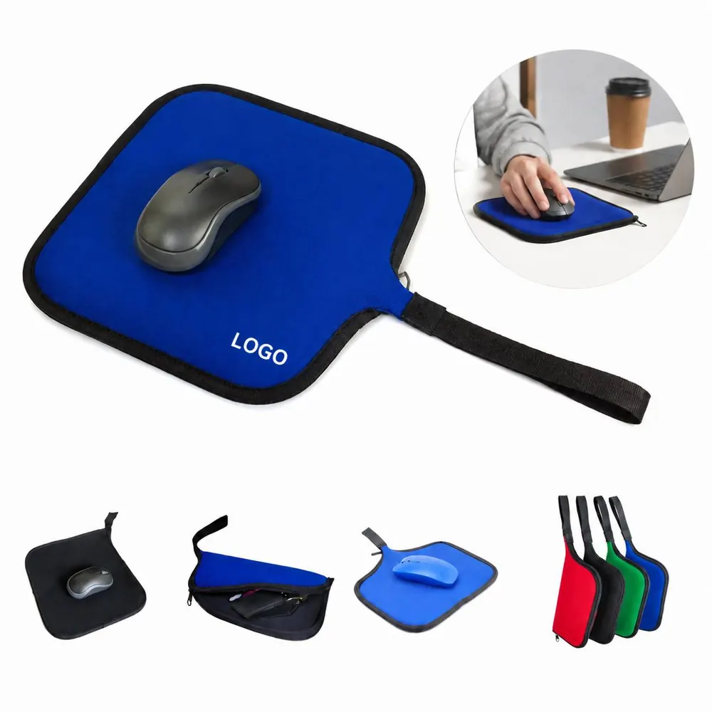 Neoprene Mouse Case with Built-In Mousepad, Portable Travel