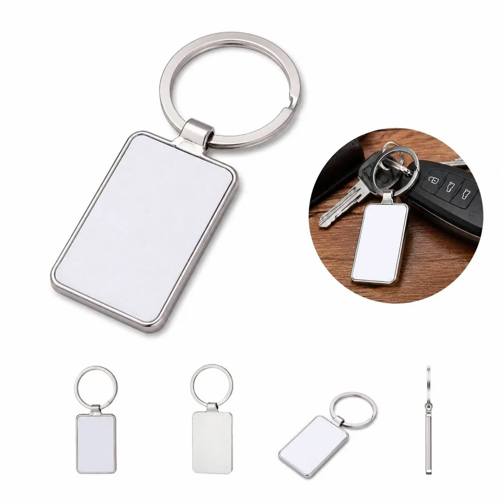 Durable Zinc Alloy Keychain with Rectangular Pendant 2