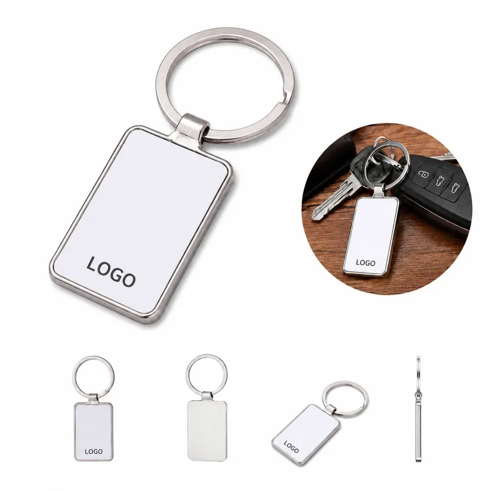 Durable Zinc Alloy Keychain with Rectangular Pendant