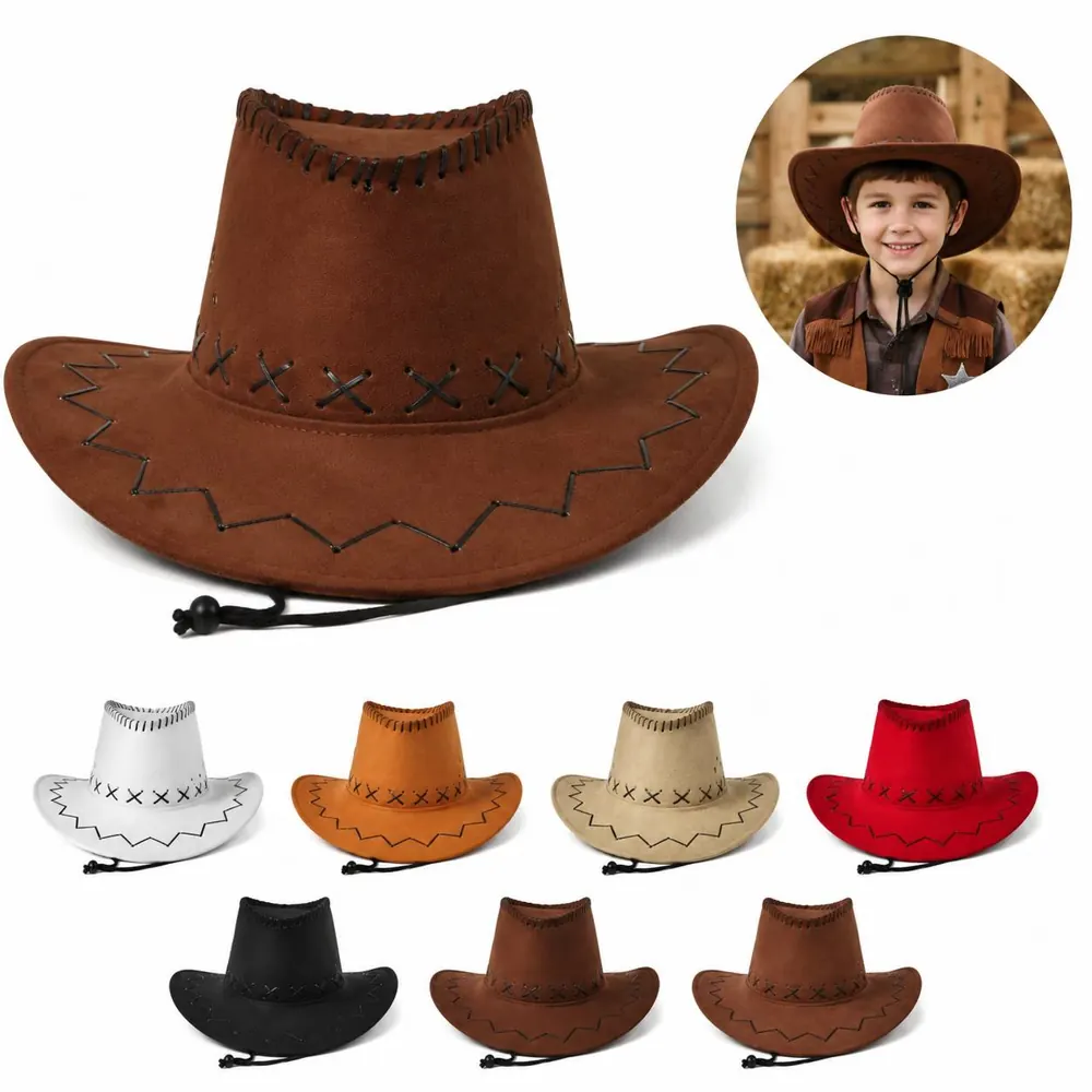 Suede Cowboy Hat Wide Brim Sun Protection for Outdoor 2