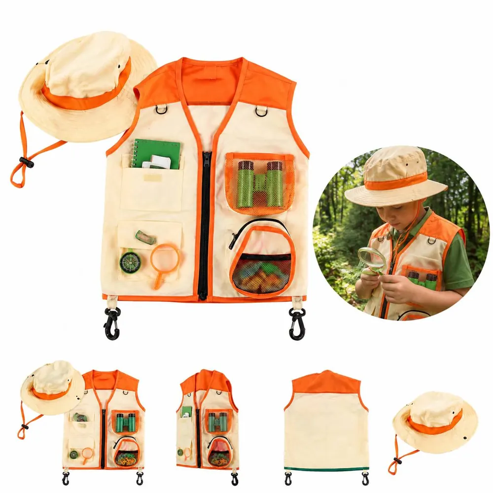 Kids Explorer Vest Hat Set with Pockets for Outdoor 2