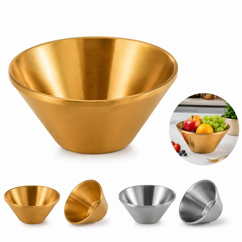 304 Stainless Steel Double Wall Insulated Salad Serving Bowl 2