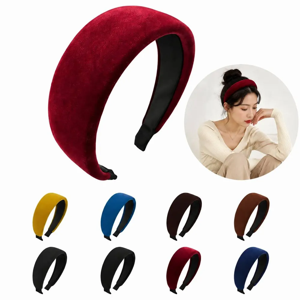 Velvet Wide Hair Hoop for Thick Hair, No-Slip Daily Fashion 2