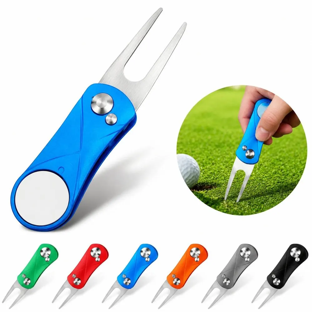 Magnetic Foldable Aluminum Divot Tool for Golf Greens 2