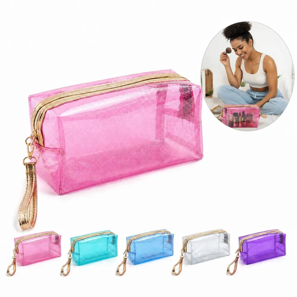 Clear PVC Travel Pouch Waterproof Toiletry Bag with Zipper 2