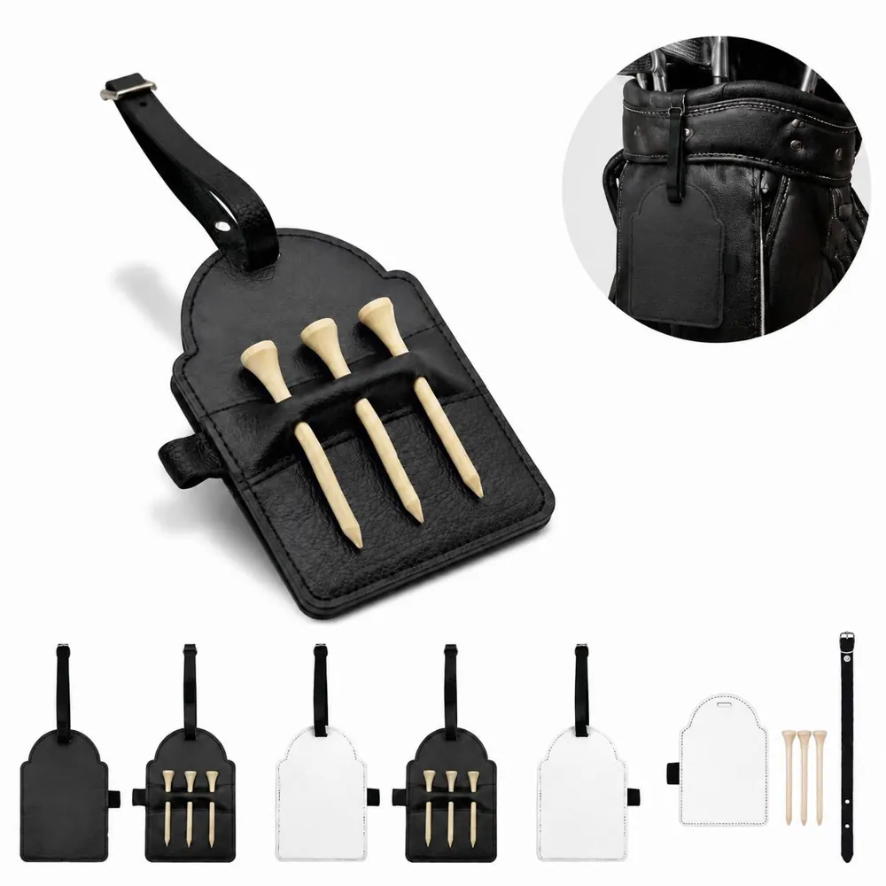 PU Leather Golf Tee Pouch with Snap Button and Belt Loop 2