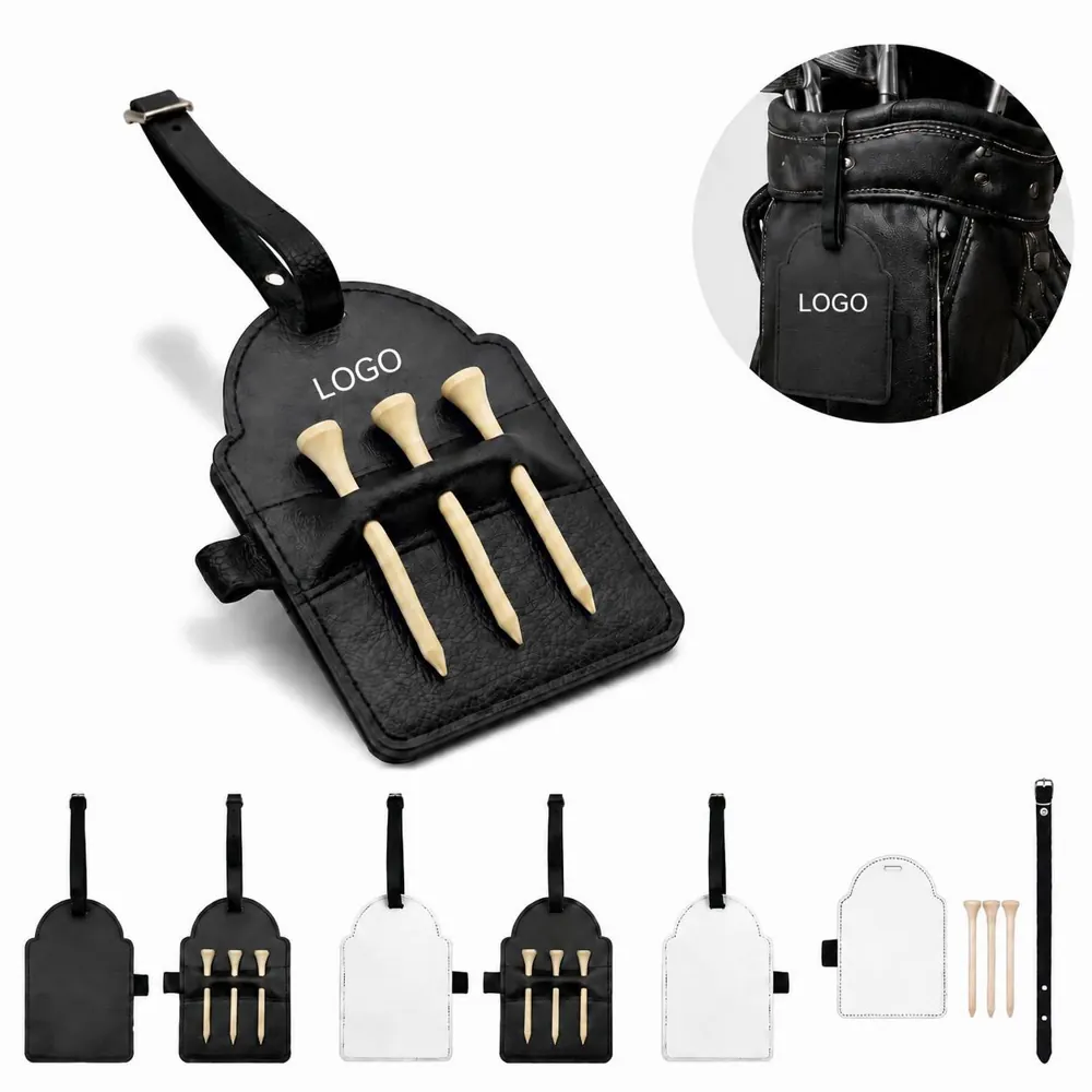 PU Leather Golf Tee Pouch with Snap Button and Belt Loop