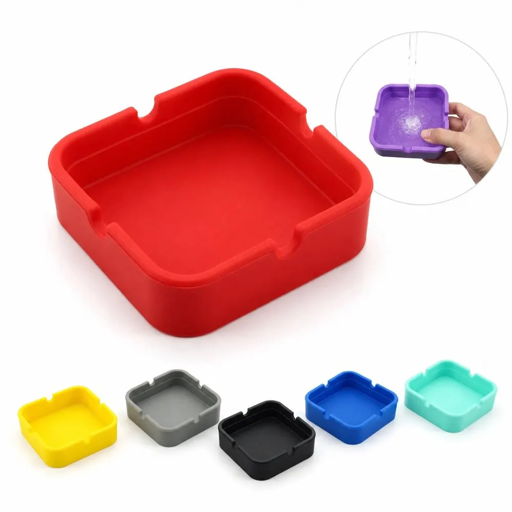 4-Slot Silicone Ashtray, Heat-Resistant Square 2