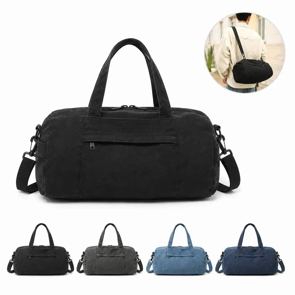 Denim Cylinder Crossbody Bag with Adjustable Strap 2