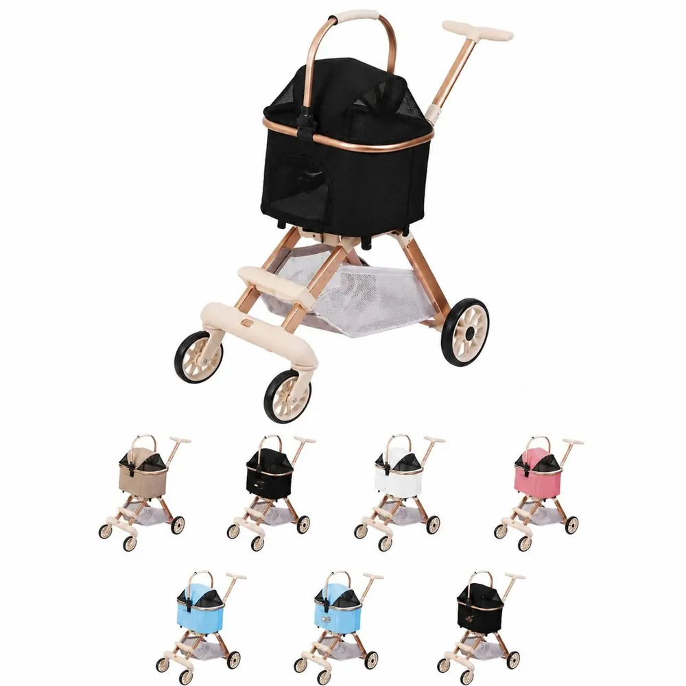 High-View Foldable Pet Stroller with Reflective Safety 2