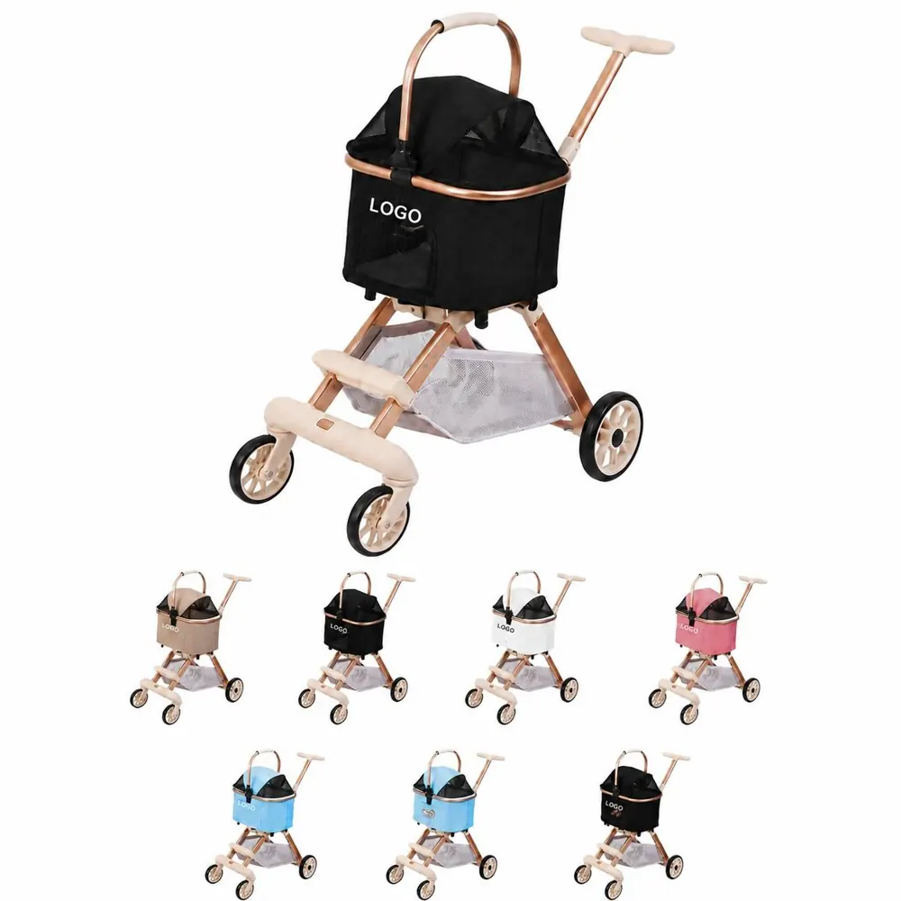 High-View Foldable Pet Stroller with Reflective Safety