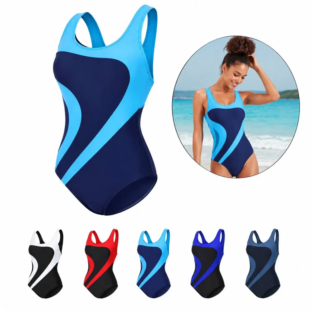 Women's Color-Block High-Waist One-Piece Swimsuit 2