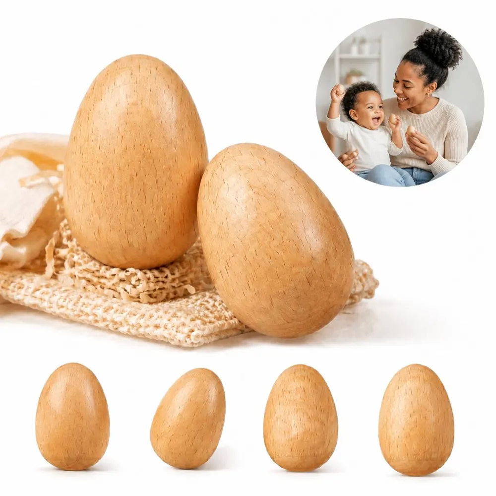 Smooth Wooden Egg Shakers for Rhythm Practice 2
