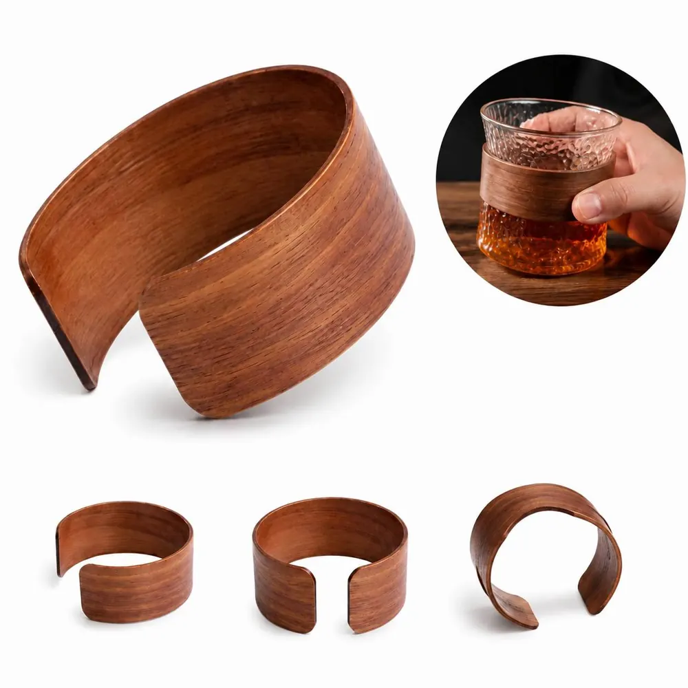 Walnut Wood Cup Sleeve Insulating Bottle Holder for Hot or 2