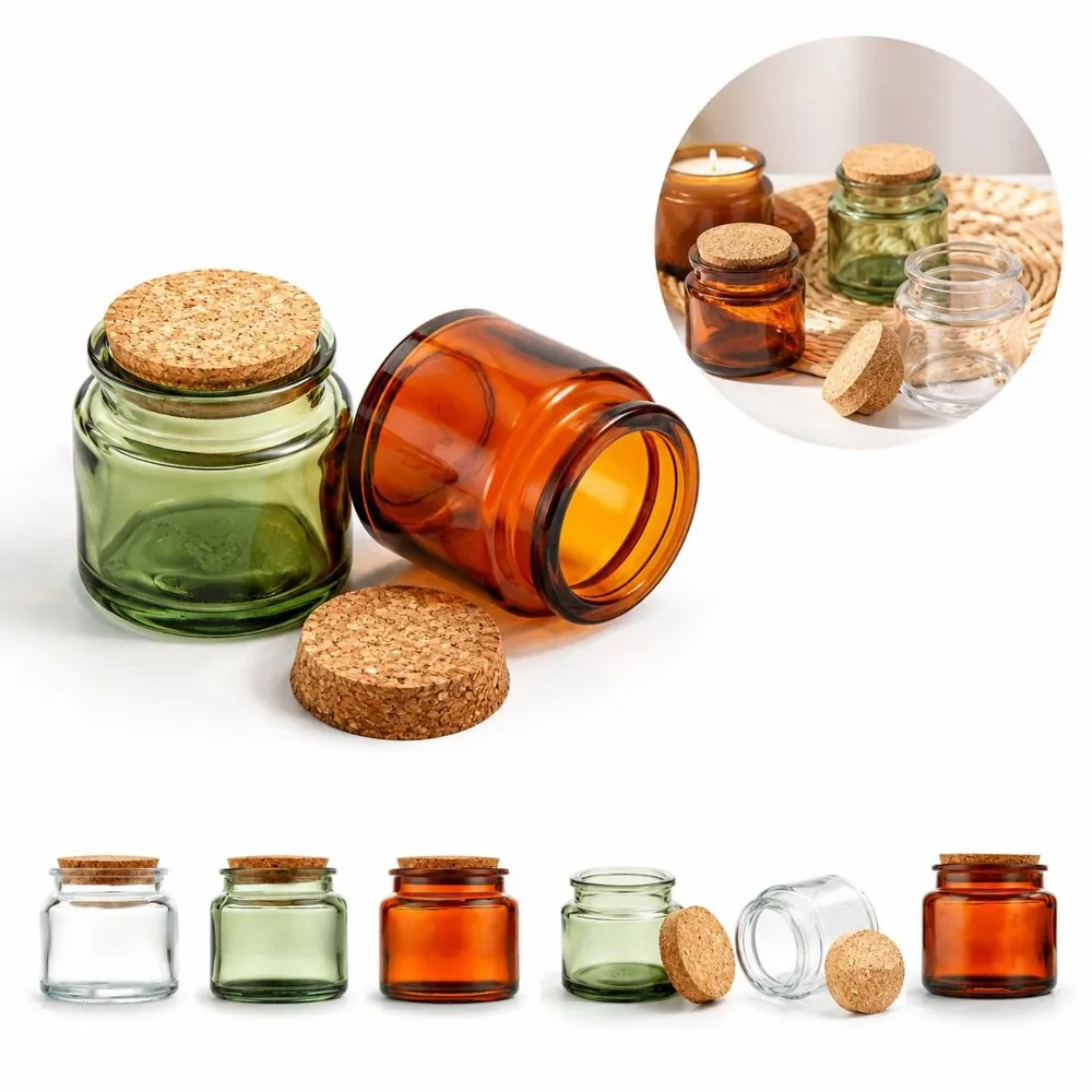 90ml Glass Candle Jar with Cork Lid for DIY Candle Making 2